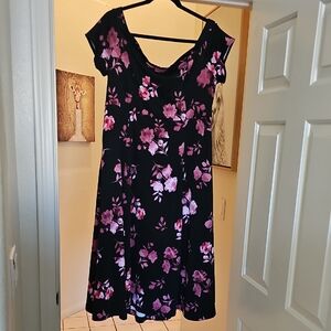Torrid Black Dress with Pink Floral Design